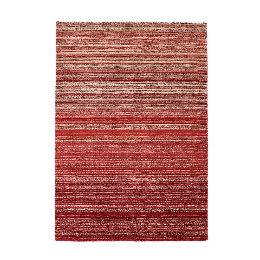 Fine Stripes Wool Rugs in Red